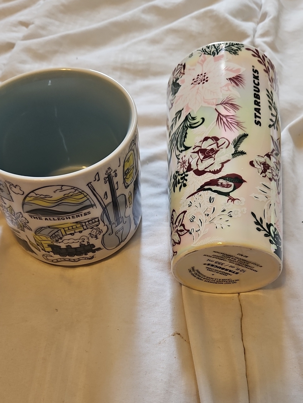 Starbucks Floral Ceramic Tumbler in Cream, Pink and Green
